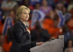 Hillary Clinton speaks to supporters about the primary voting results in Michigan and other states at her campaign rally in Cleveland, Ohio, March 8, 2016.    REUTERS/Aaron Josefczyk