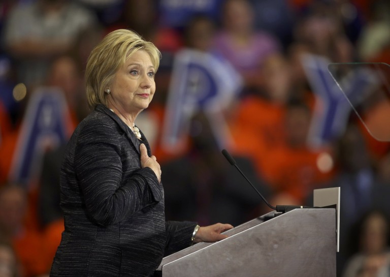 Democratic U.S. presidential candidate Hillary Clinton speaks to supporters about the primary voting results in Michigan and other states at her campaign rally in Cleveland