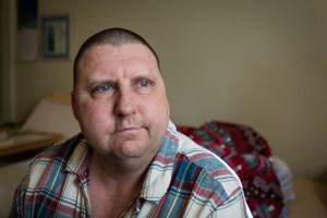 Matt Fairchild, 46, at his home in Burbank, Calif., on Thursday, March 10, 2016. Fairchild has advanced stage melanoma that has spread to his brain and his bones. (Heidi de Marco/KHN)