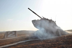 A tank is seen during the Korean People's Army (KPA) tank crews' competition at an unknown location, in this undated photo released by North Korea's Korean Central News Agency (KCNA) in Pyongyang on March 11, 2016.         REUTERS/KCNA