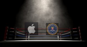 A regular boxing ring surrounded by ropes spotlit in the missle on an isolated dark background
