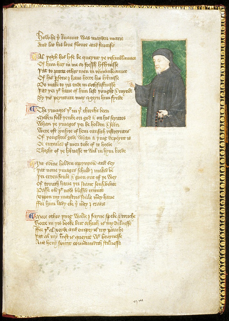 Miniature of Chaucer, from Thomas Hoccleve’s The Regiment of Princes, c.1400-50