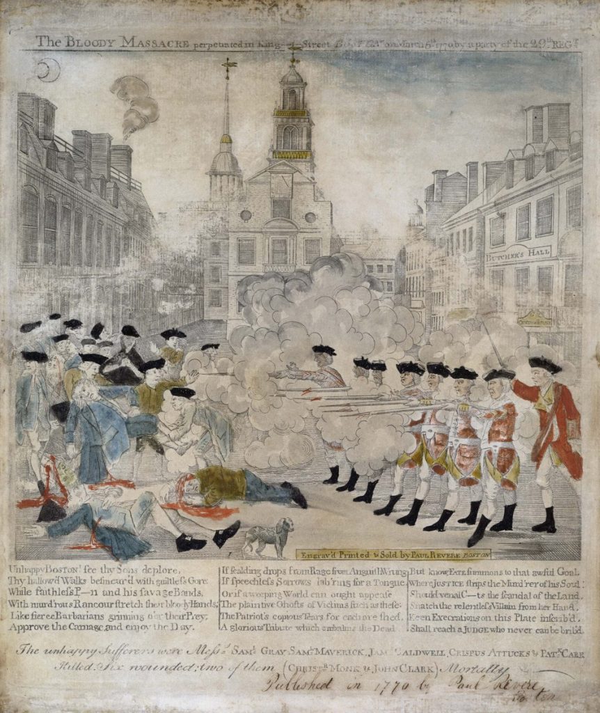 The iconic image of the Boston Massacre by Paul Revere