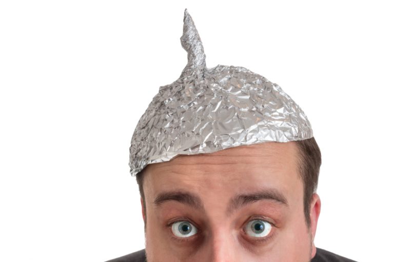 conspiracy Freak with aluminum foil head