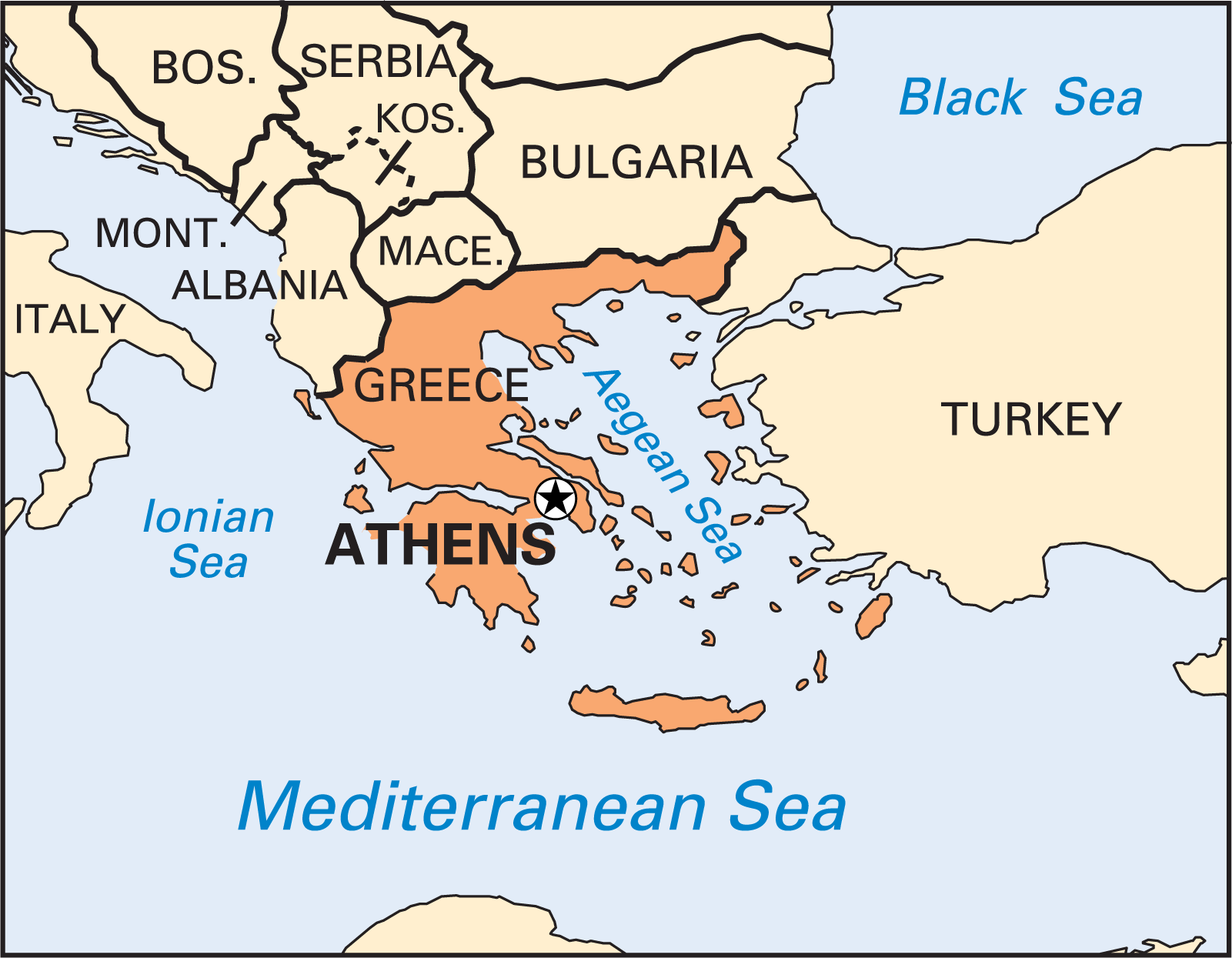 Athens On World Map - United States Map