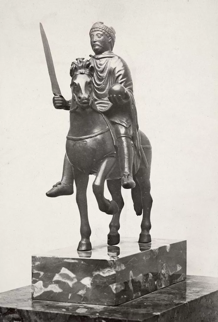 Charlemagne equestrian statue, photo by Charles Marville, 19th century