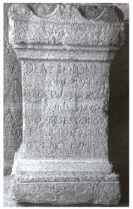 Goddesses in Celtic Religion: Nature and Bounty 126 Dedication to the goddess Soio found on the plateau of Malpas, overhanging the village of Soyons