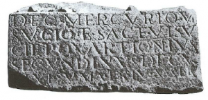 Goddesses in Celtic Religion: Nature and Bounty 97 Socle with the remains of the feet of two deities, bearing an inscription to Mercurius Visucius and Visucia