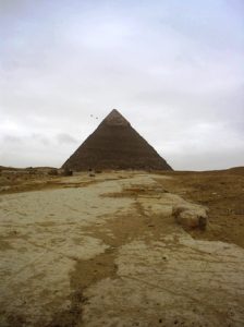 The Pyramids of Khufu, Khafre, Menkaure, and the Great Sphinx at Giza