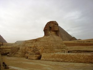 The Pyramids of Khufu, Khafre, Menkaure, and the Great Sphinx at Giza