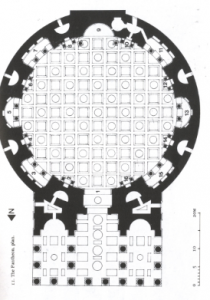 Cross section of wall. See thick pier areas vs. the niches and cavities