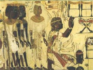 This painting shows ancient Nubians at worship.