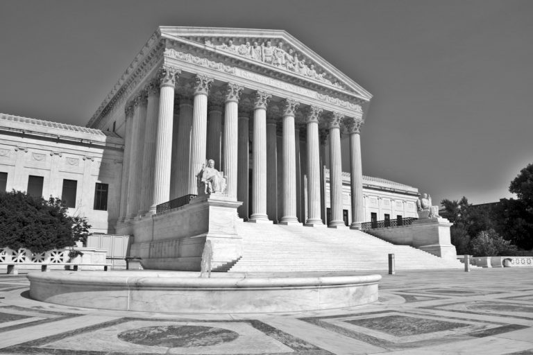 The front of the US Supreme Court in Washington, DC.