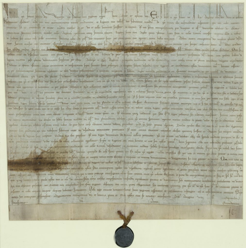Magna Carta: An Introduction to the Great Charter of 1215 10 This document, issued by Pope Innocent III on 24 August 1215, quashed the 1215 Magna Carta.