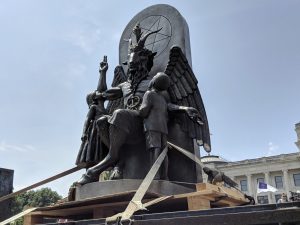 Satanic Temple Protests Ten Commandments Monument with Baphomet Statue 3 Satanic Temple Protests Ten Commandments Monument with Baphomet Statue
