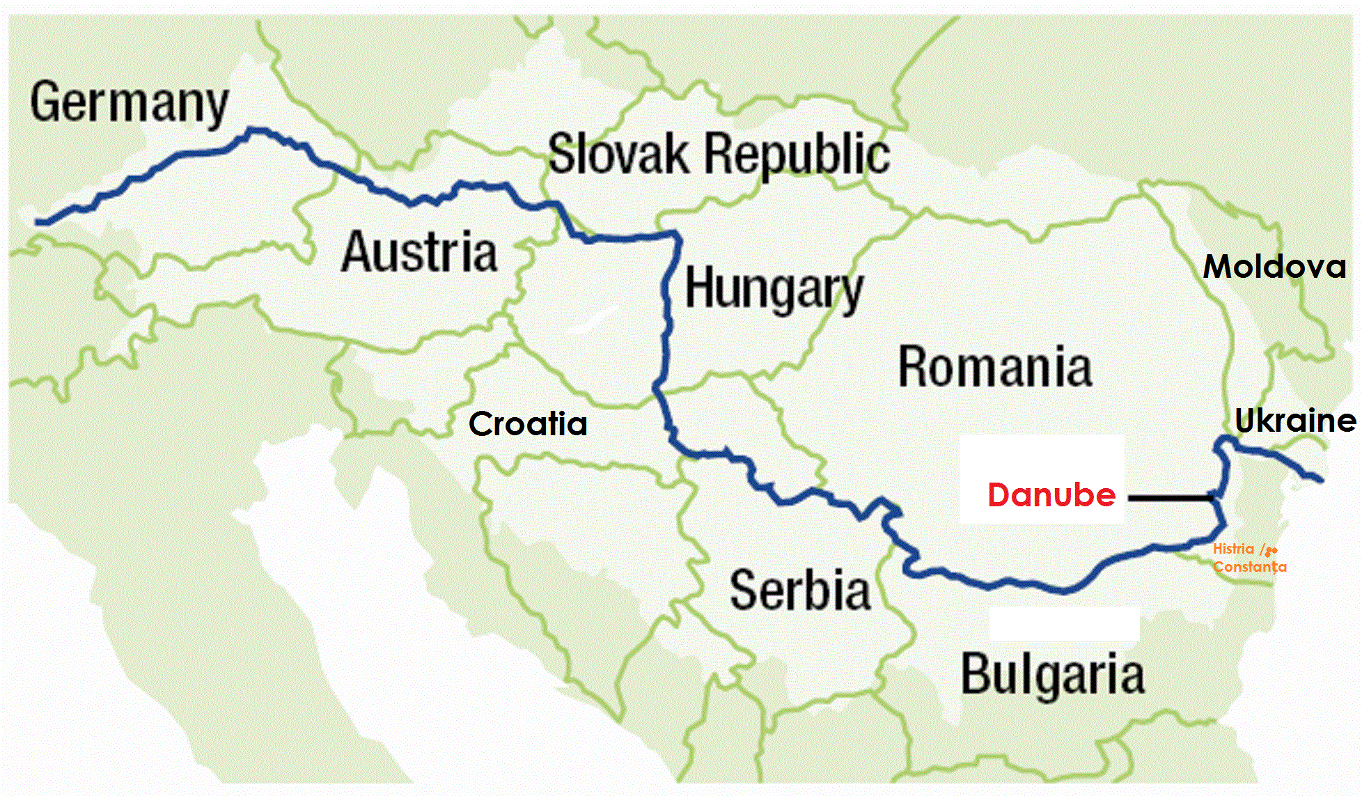 Карта реки дунай со странами