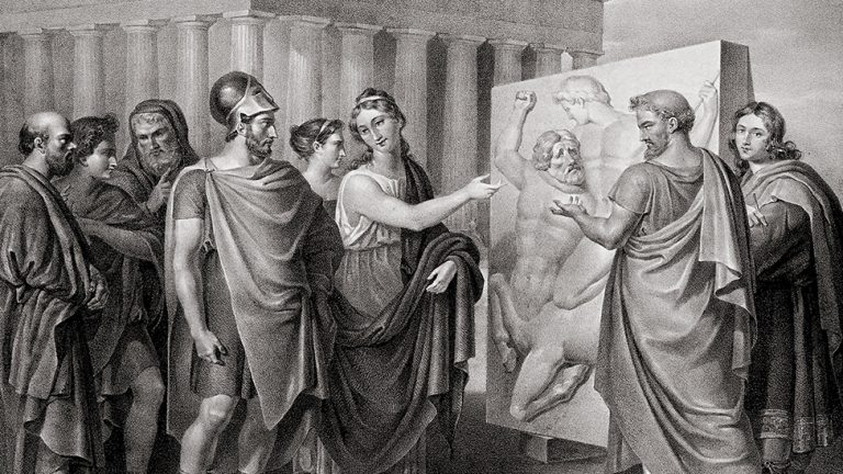Pericles and Aspasia supervise the works of Phidias