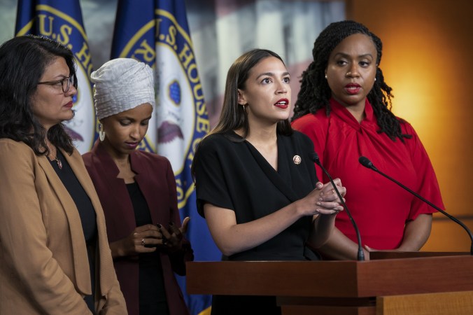 Alexandria Ocasio-Cortez, Ayanna Pressley, Rashida Tlaib, Ilhan Omar