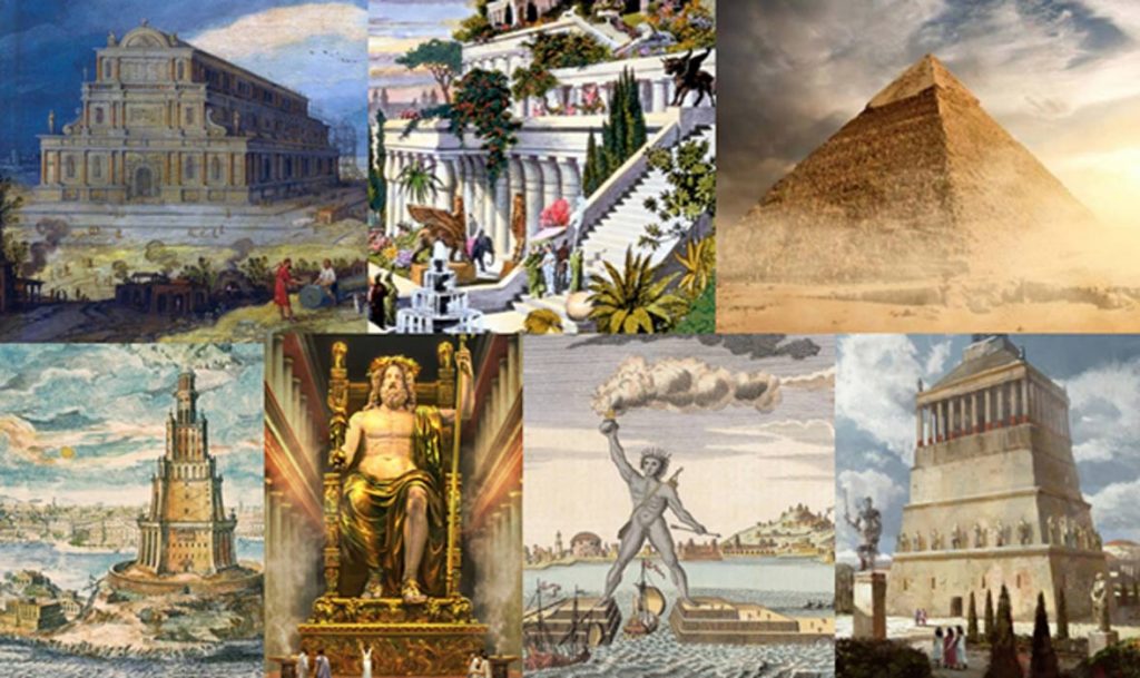 7 wonders of the ancient world collage