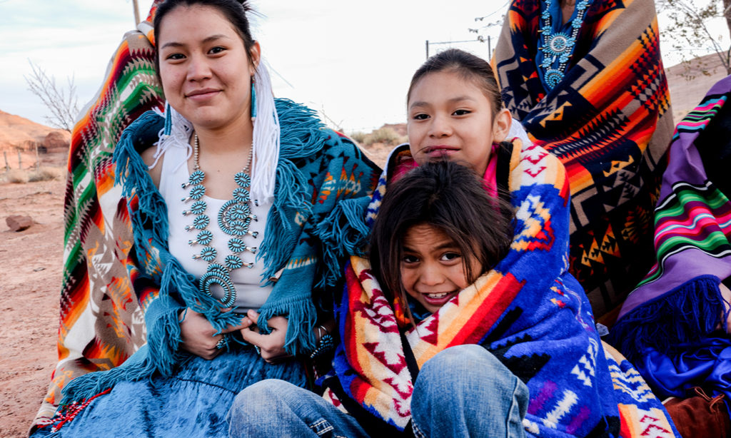 Group of Native American Navajo Children in Monument Valley, Arizona