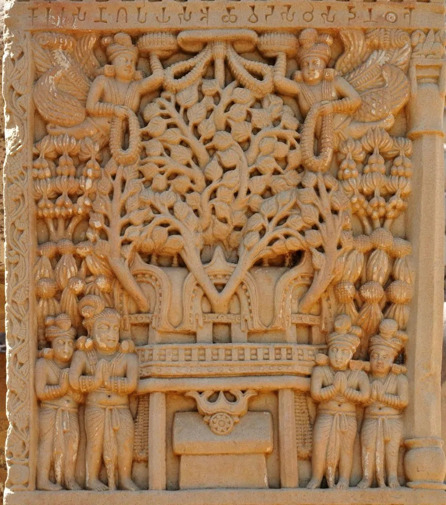 Bodhi tree with shrine, eastern gateway, Sanchi Stupa no. 1, 2nd–1st century B.C.E. 