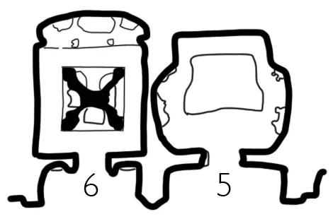 Plan of paired caves 5–6 at Yungang, c. 480s–490s C.E. Drawing adapted from Su Bai