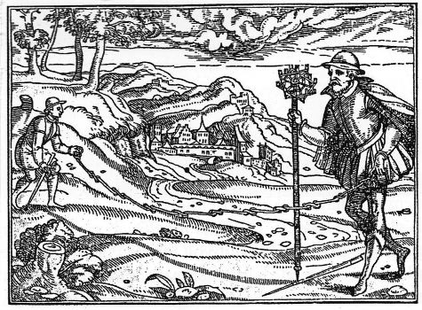 Using a groma, as depicted by Carolus Stephanus and Johannes Liebhaltus, Strausburg, 1579.