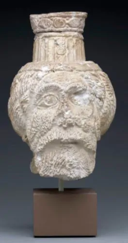 Head of deity wearing a headdress, possibly Zeus Megistos, from the Temple of Zeus Megistos