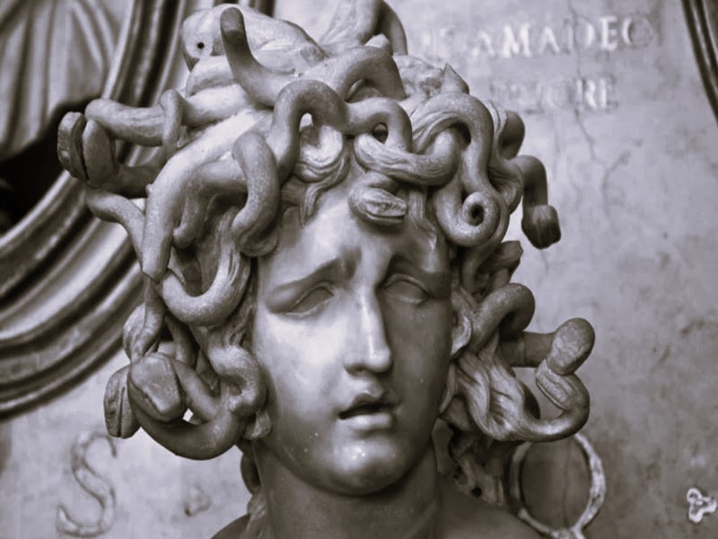Greek Mythology Gorgon Sisters Goddess Medusa With Wild Snakes Hair Bust  Statue 