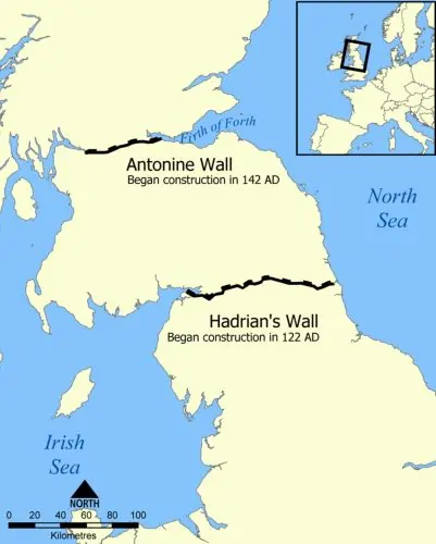 Map of Hadrian’s Wall and the Antonine Wall