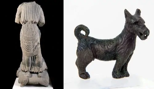 Juno standing on a heifer, 2nd–3rd century, sandstone, from Chesters Fort;