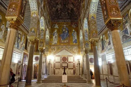 Interior of the Cappella Palatina looking west, c. 1130–43, Palermo