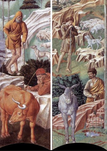 Benozzo Gozzoli, shepherds on the left and right walls of the apse, Magi Chapel, 1459, Medici Palace