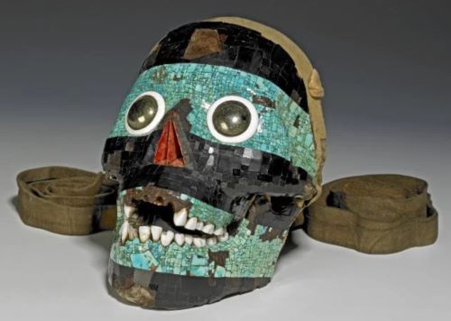 Turquoise in Ancient Mesoamerica: Divine Stone, Sacred Power, and Elite Status 9 A decorated human skull thought to represent the Mesoamerican god Tezcatlipoca