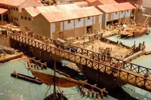A model of London in 85–90 CE, depicting the first bridge over the River Thames