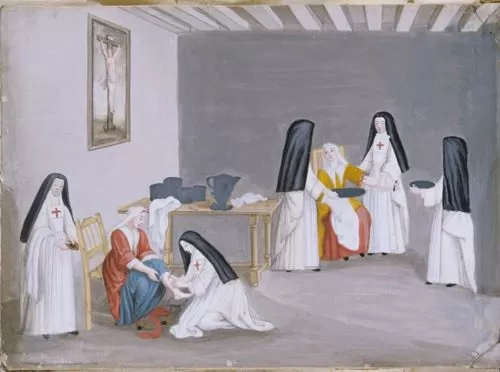 Nuns attending the sick