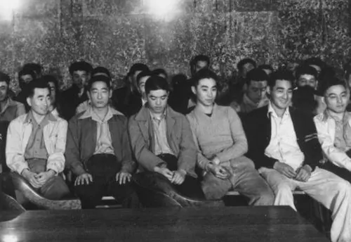 The first day of the trial of the 63 Heart Mountain draft resisters in Federal District Court, Cheyenne, Wyoming, June 12, 1944