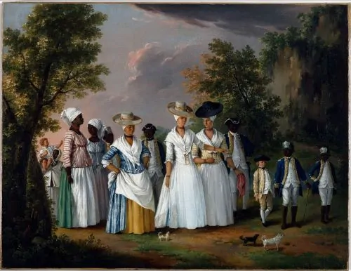 Agostino Brunias, Free Women of Color with Their Children and Servants in a Landscape, c. 1770–96