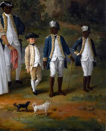 Agostino Brunias, Free Women of Color with Their Children and Servants in a Landscape (detail), c. 1770–96