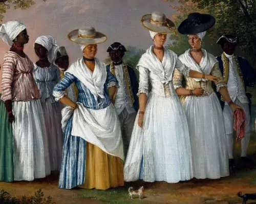 Agostino Brunias, Free Women of Color with Their Children and Servants in a Landscape (detail), c. 1770–96