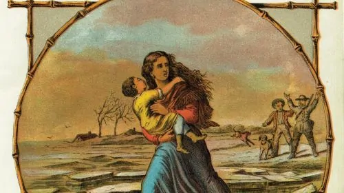 Knowing that her little boy is about to be sold, Eliza escapes with Harry
