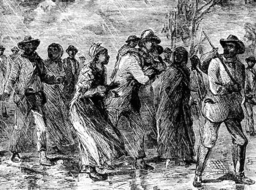Black fugitives fleeing slavery on the Underground Railroad