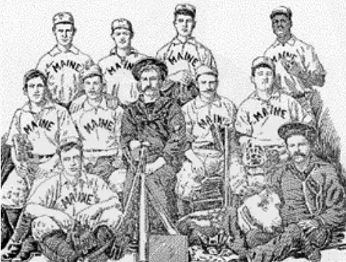 A newspaper illustration of the Maine's baseball team identified several crewmembers, including an African American, Fireman William Lambert