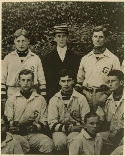 Franklin D. Roosevelt (top center) with his Groton baseball team, ca. 1898