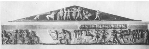 East frieze and pediment of the Siphnian Treasury at Delphi