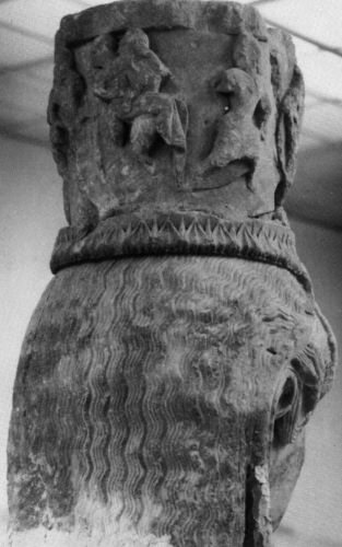 Partial view of the relief scene on the back part of the Siphnian Karyatid’s polos: Dionysiac thiasos