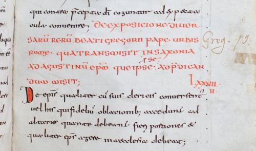 The beginning of the Libellus responsionum in an eighth-century canon law manuscript - Responsiones of Gregory the Great