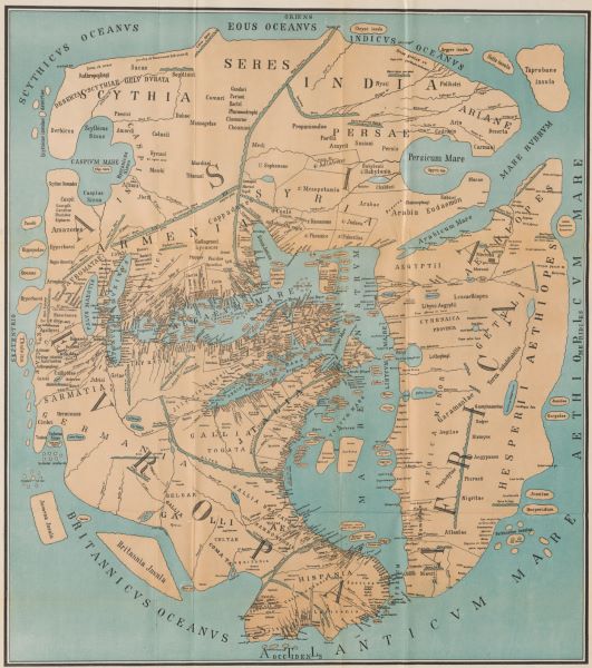 Reconstruction of Pomponius Mela's world map by Konrad Miller