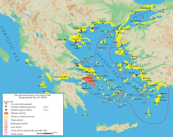 Map of the Athenian Empire in 431 BCE