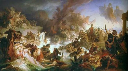 Romantic interpretation of the Battle of Salamis by Wilhelm von Kaulbach